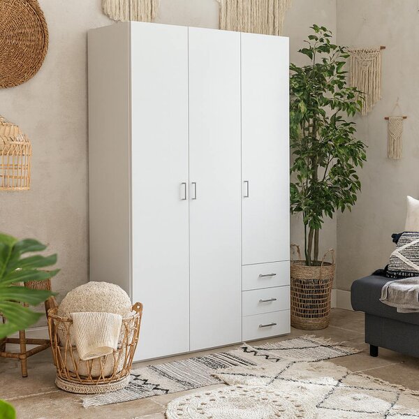 Wyld Haus Munich White Wooden 3 Doors 3 Drawers 5 Shelves