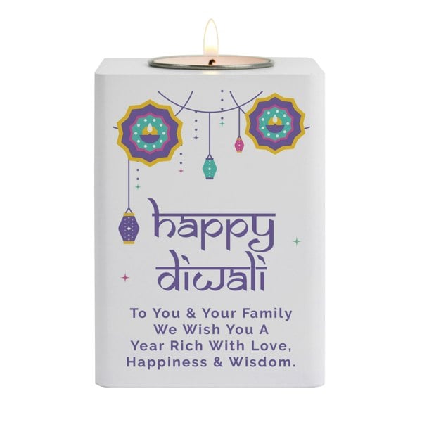 Personalised Memento Company Personalised Diwali Wooden Tealight Holder