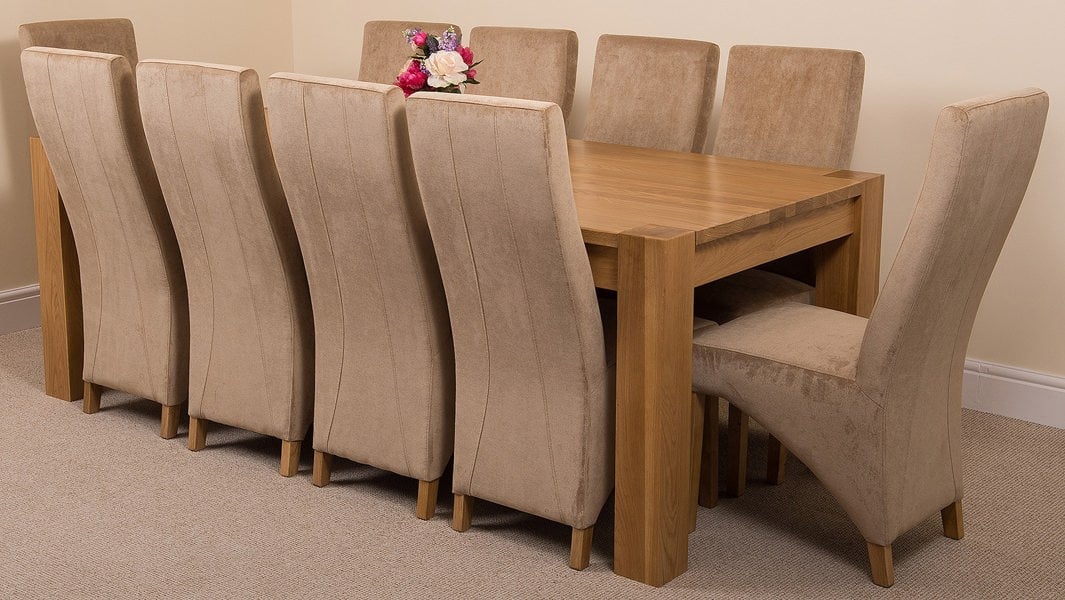That's Furniture Kuba Extra Large Oak Dining Table with Lola Fabric Chairs