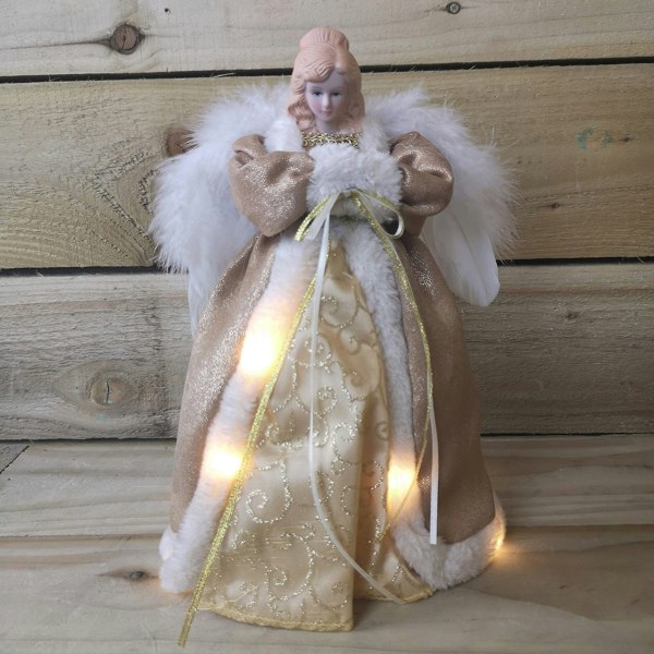 Samuel Alexander 30cm Premier Gold Angel Lit Tree Topper With Warm White LEDs