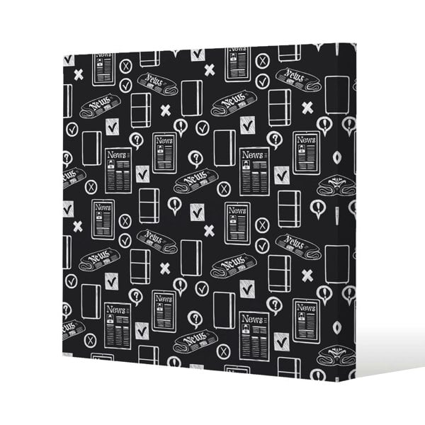 Benjamin Tate Design Press and media symbols Slim Style Canvas Print  90x90cm , 15mm Slim Real wood.