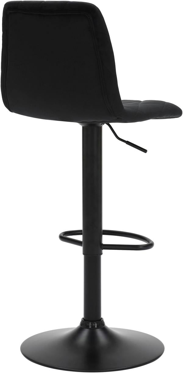 Lamboro Verona Velvet Kitchen Bar Stools, Matt Black Stem & Base, Height Adjustable Gas Lift With Backrest, Breakfast Bar Stool - Black