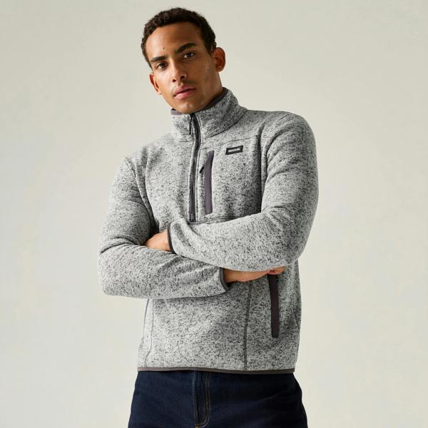 Regatta Mens Barlee Quarter Zip Fleece Top - Silver Grey - 