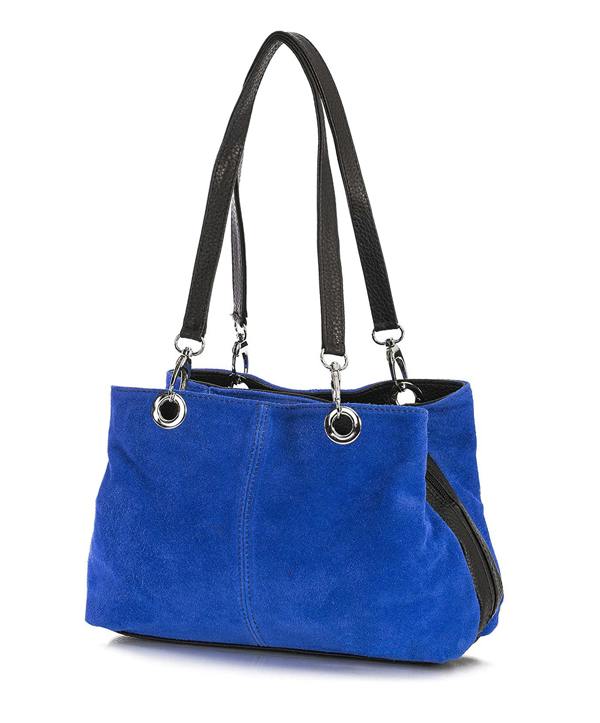Kitise Real Italian Suede Vivid Colours Small 3 Compartments Tote Bag Stylish Shoulder Handbag