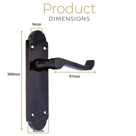 EDH Door Hardware Black Nickel Door Handles – Victorian Scroll Lever Latch Handles – 1, 4 or 6 Pairs – Handle Only or with Tubular Latches