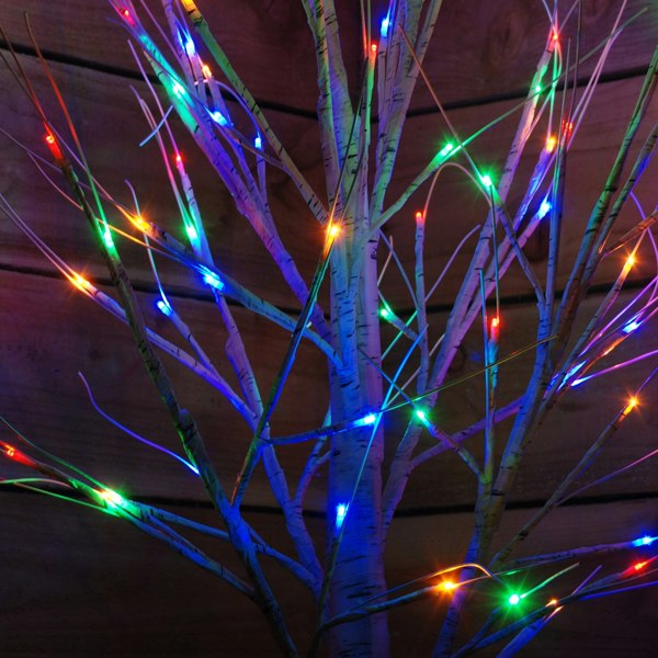 Samuel Alexander 2.4m Christmas Outdoor Birch Tree with 136 Multicoloured LEDs