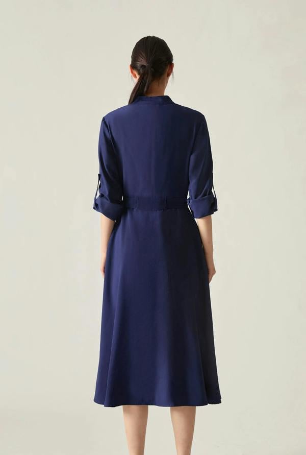 James Lakeland Navy Tie-Waist Midi Dress
