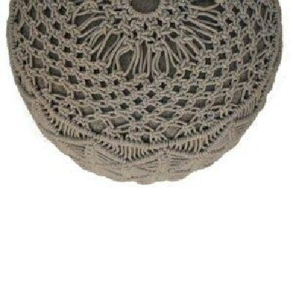 Wyld Haus Como Boho Cotton Crotchet Grey Footstool