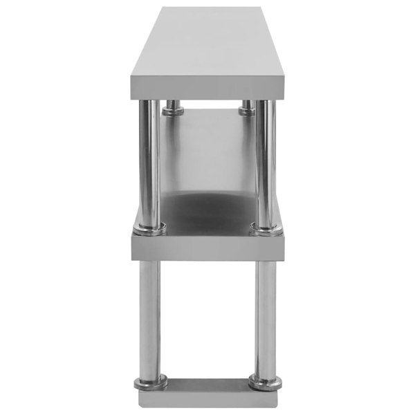 Berkfield 2-Tier Work Table Overshelf 120x30x65 cm Stainless Steel