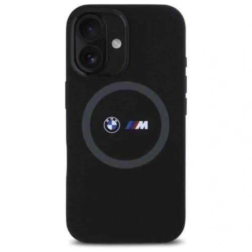 BMW M Series Silicone Hardcase with Printed Ring MagSafe Case for iPhone 16 6.1" Black - BMHMP16S23SROK