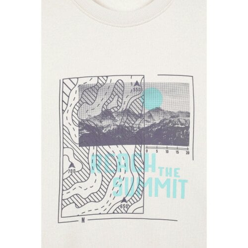 Mountain Warehouse Mens Reach The Summit Graphic Print Lightweight Outdoor Sweatshirt - Beige - Beige - 100% Polycotton