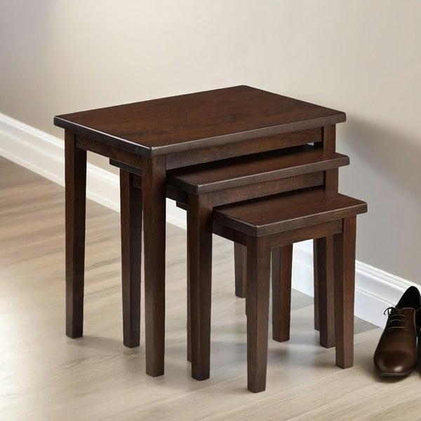 Rafaelo Mobilia Set of 3 Mahogany Nesting Tables Dark Brown