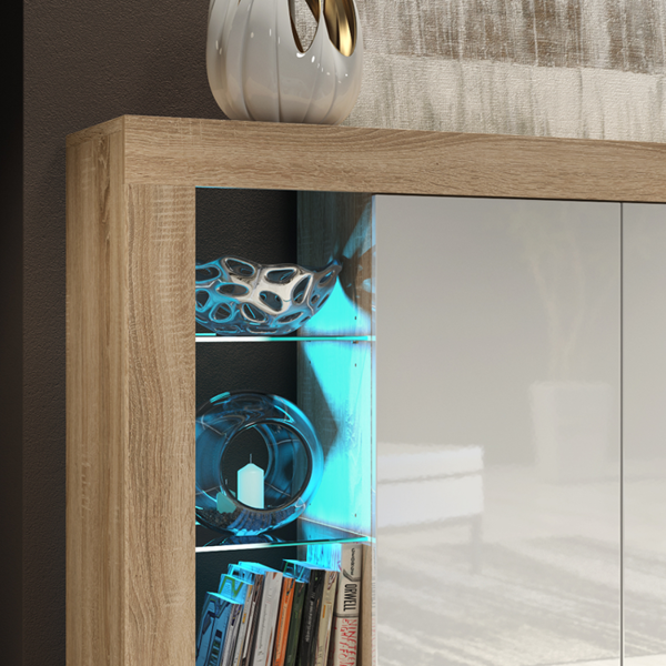 Mex Furniture Exclusive 164cm Modern Sideboard TV Unit Display Cabinet Cupboard High Gloss Doors