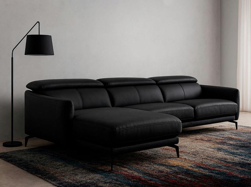 Angel Cerdá Corner sofa in black leather 6040/6041