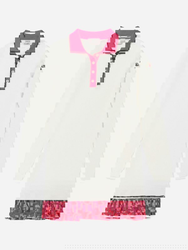 Moncler Enfant Girls Long Sleeve Polo Dress in White