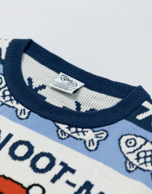 Pingu Unisex Blue Merry Noot-mas Christmas Jumper