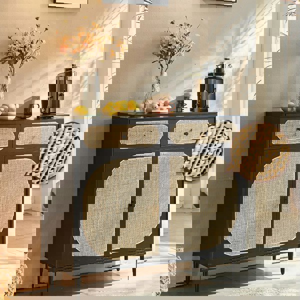 Barbary Rattan Sideboard, Black Or Oak-Weilai Concept-Weilai Concept