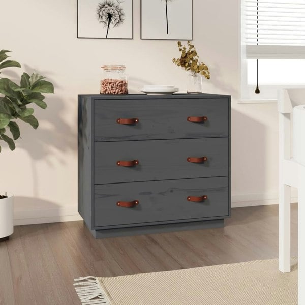 Berkfield Sideboard Grey 80x40x75 cm Solid Wood Pine