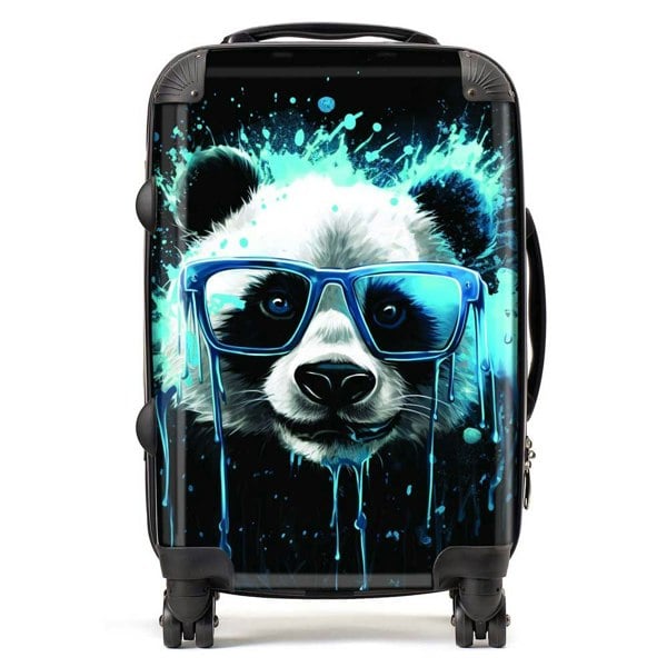 Warren Reed Blue Splashart Panda Face Suitcase