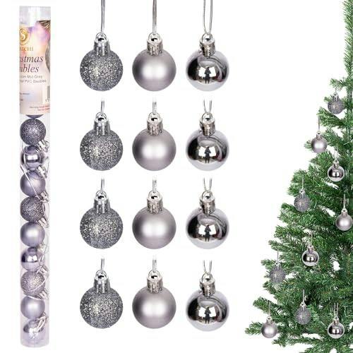 3cm Shatterproof Mid Grey Christmas Baubles Set, 12 or 24 Pack Festive Decorations image 5