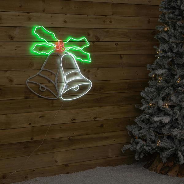 Samuel Alexander 74cm x 78cm Light Up Christmas Bells Neon Decoration with LEDs