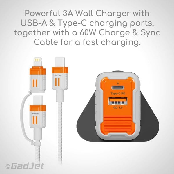 GadJet 2-in-1 Charge & Sync Cable & 2-Port Wall Charger Multipack
