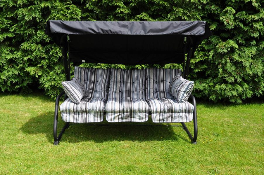 Pendulum 3 Seater Garden Hammock Swing with Cushions - Convertible Bed Sandbanks Grey 190(L) x 160 (W) The Garden Furniture Shop