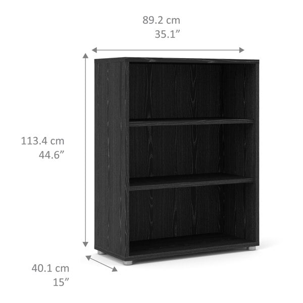 Furniture To Go Prima Bookcase 2 Shelves in Black Woodgrain