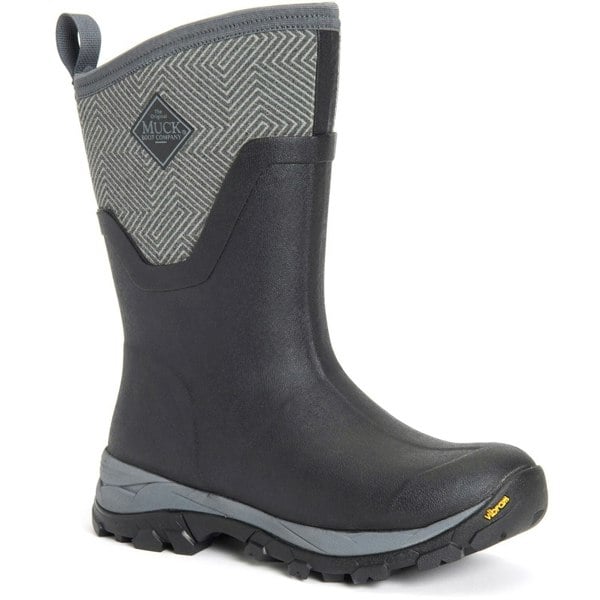 Muck Boots Arctic Ice Mid Women's Wellington Boots in Black/Grey Geometric