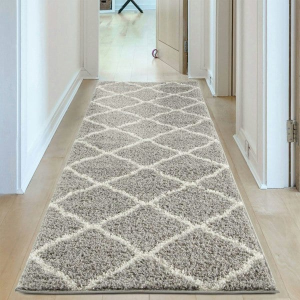 Moroccan Design Thick Shaggy Area Rugs Grey