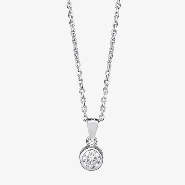 T. H. Baker Silver Cubic Zirconia Bezel-set Pendant and Earring Set SET11215