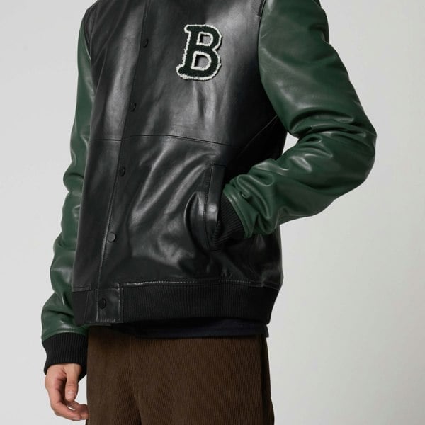 Barneys Originals Men's Real Leather Varsity Jacket
