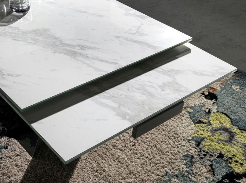 Angel Cerdá Rectangular porcelain marble and black steel extending dining table 1014