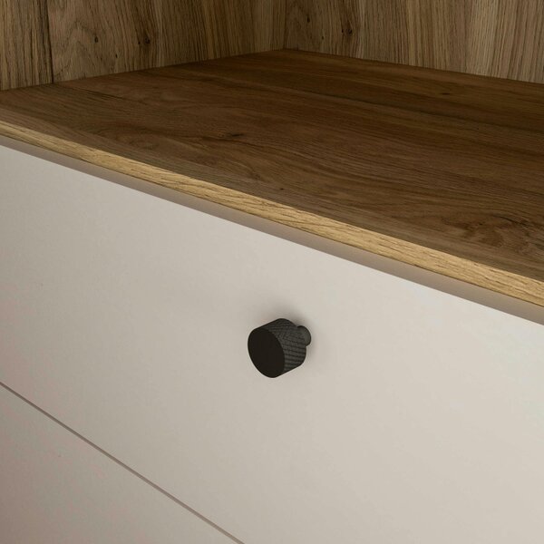 Wyld Haus Oslo Industrial Cream and Oak TV Unit with 2 Doors 1 Drawer