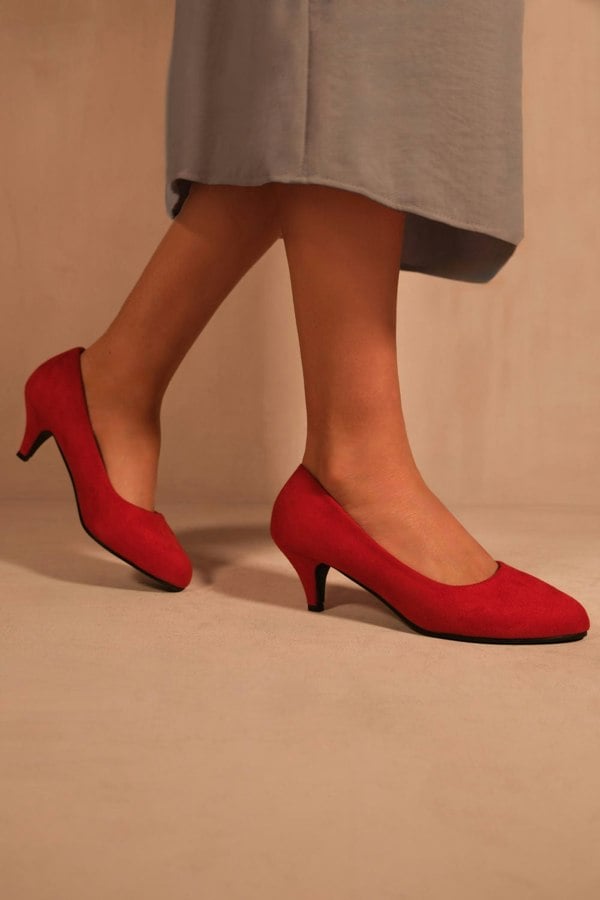 Where's That From Shea Low Heel Court Pump in Red Suede