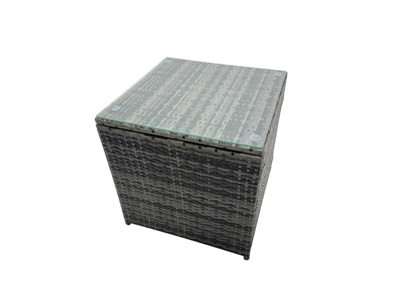 Fimous Garden Outdoor Rattan Furniture Set Rattan 3 Seater Sofa with 2 Big Stools 2 Side Tables Dark Grey Mixed