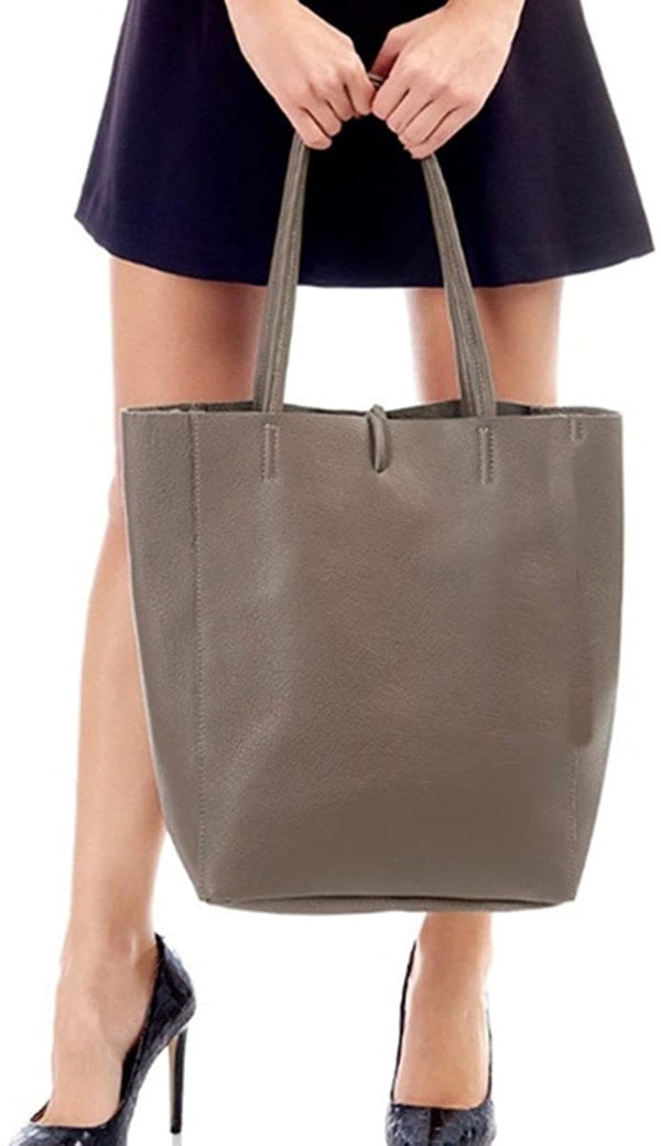 Kitise Soft Slouch Genuine Italian Leather Large Shopper Tie Closure Style Tote Handbag