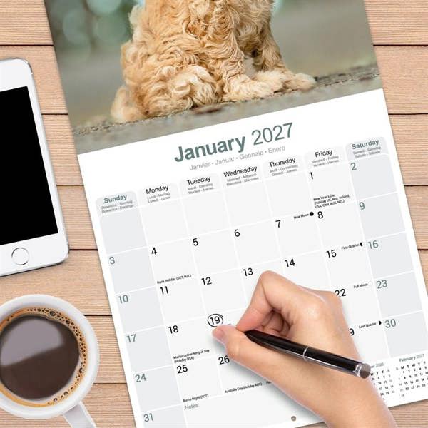 Goldendoodles Calendar 2027, Wall Calendars, Month To View, Dogs, Gift