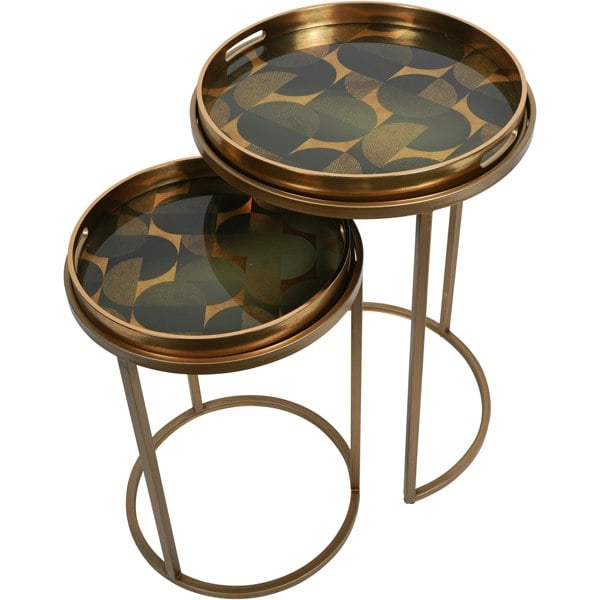 The Libra Company Retro Pattern Set of 2 Side Tray Tables