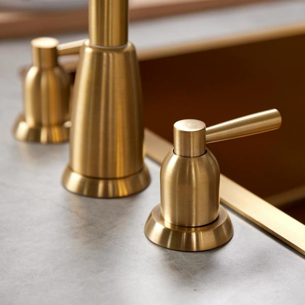 Flode Narvik | Dual Lever 3 Hole Kitchen Tap | Brushed Brass Finish