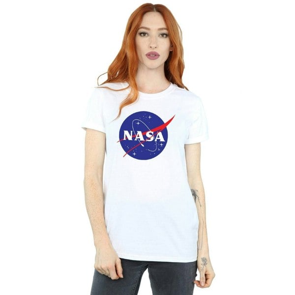 NASA Womens Classic Insignia Logo Cotton Boyfriend T-Shirt - White