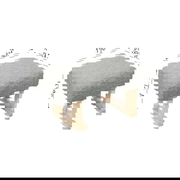 Living and Home Linen Upholstered Footstool with Wooden Legs