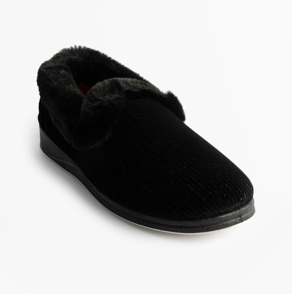 Padders CAMILLA Womens (2E Fit) Touch Fasten Slippers Black