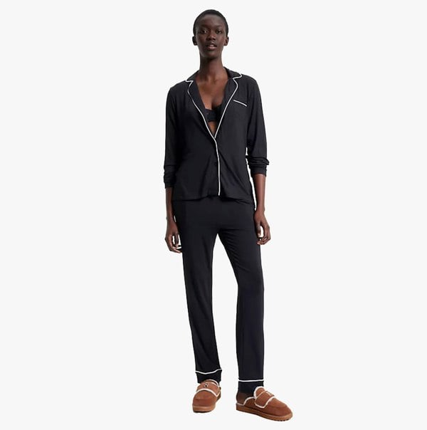 Tommy Hilfiger MODAL SHIRT PIPPING Womens Top Black