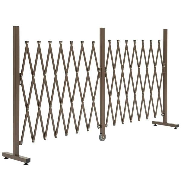 Expanded dark brown freestanding trellis fence panel with diamond lattice and side support base