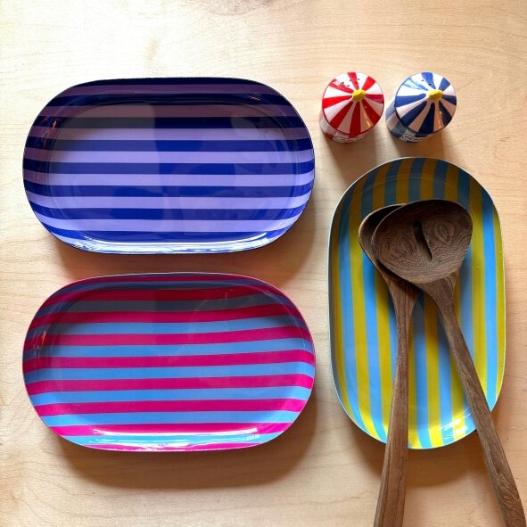 Love Frankie Small Stripy Oval Trays - 5 Colours Available