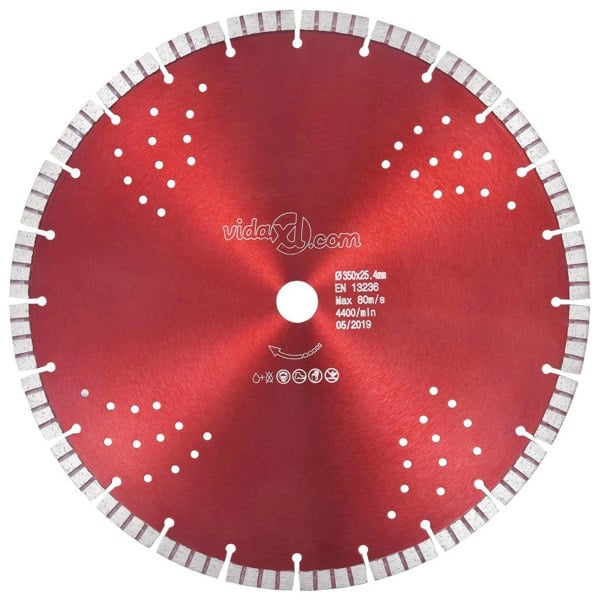 Berkfield Diamond Cutting Disc with Turbo and Holes Steel 350 mm