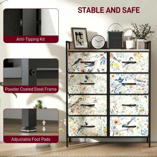 Wyld Haus Tonona Wooden White 8 Drawer Storage Chest