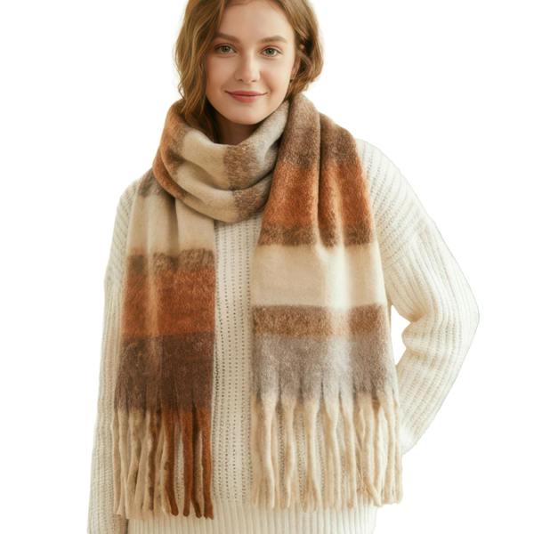 VIA MONTEN Women’s Faux Mohair Scarf, Oversized Winter Scarf Wrap, Soft Plush Long Shawl for Cold Weather Styling