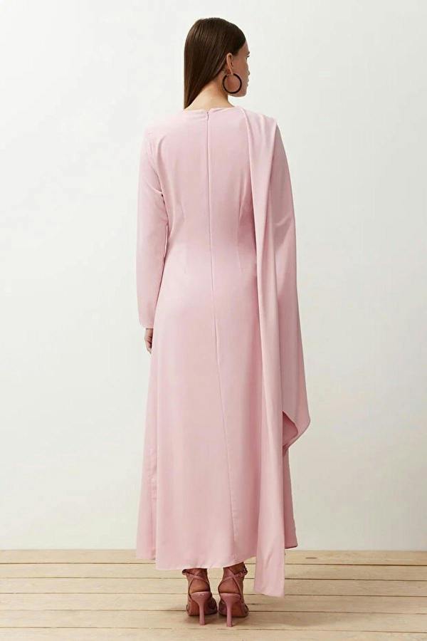 WOVCOR Draped Long Sleeve Maxi Dress with Asymmetric Detail